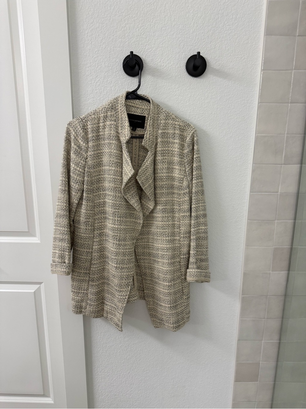 Banana Republic Neutral Textured Open-Front Jacket